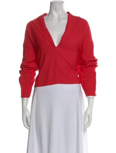 Pre-owned The Sei V-neck Long Sleeve Top W/ Tags In Red