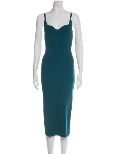 Pre-owned The Sei V-neck Midi Length Dress In Blue