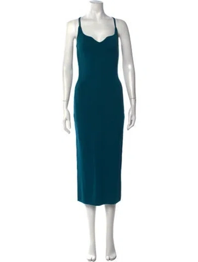 Pre-owned The Sei V-neck Midi Length Dress In Blue