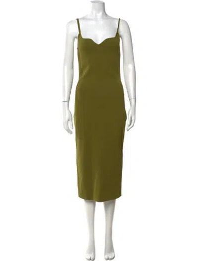Pre-owned The Sei V-neck Midi Length Dress In Green
