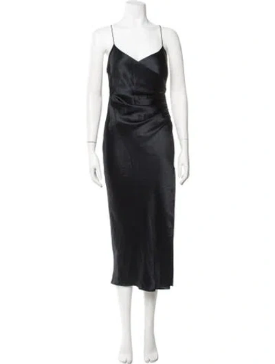 Pre-owned The Sei V-neck Midi Length Dress In Green