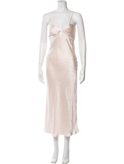 Pre-owned The Sei V-neck Midi Length Dress In Pink