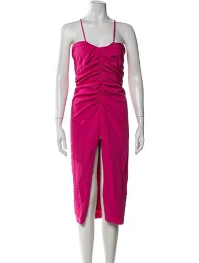Pre-owned The Sei V-neck Midi Length Dress In Pink