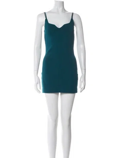 Pre-owned The Sei V-neck Mini Dress In Blue