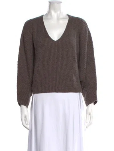 Pre-owned The Sei V-neck Sweater In Brown