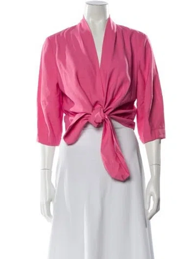Pre-owned The Sei V-neck Three-quarter Sleeve Blouse In Pink