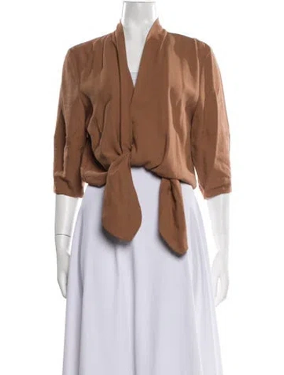 Pre-owned The Sei V-neck Three-quarter Sleeve Crop Top In Multi