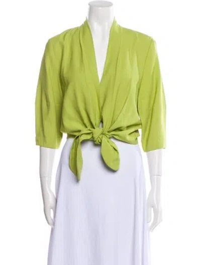 Pre-owned The Sei V-neck Three-quarter Sleeve Crop Top W/ Tags In Blue