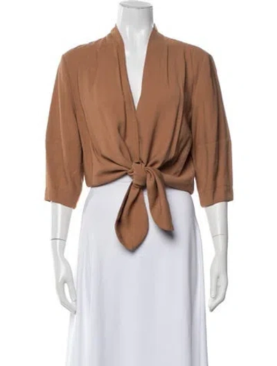 Pre-owned The Sei V-neck Three-quarter Sleeve Top In Neutrals