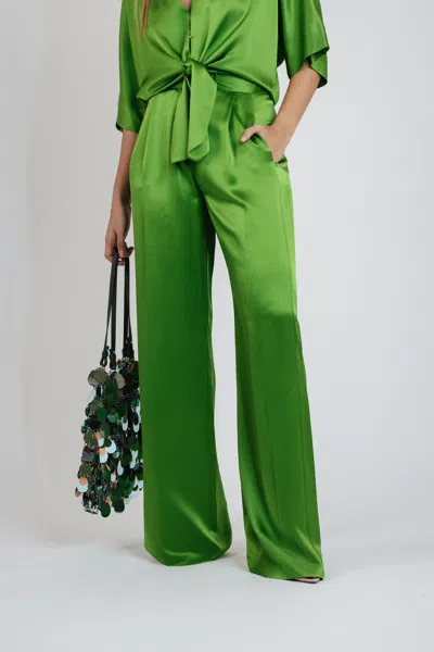 The Sei Wide Leg Trouser In Leaf In Green