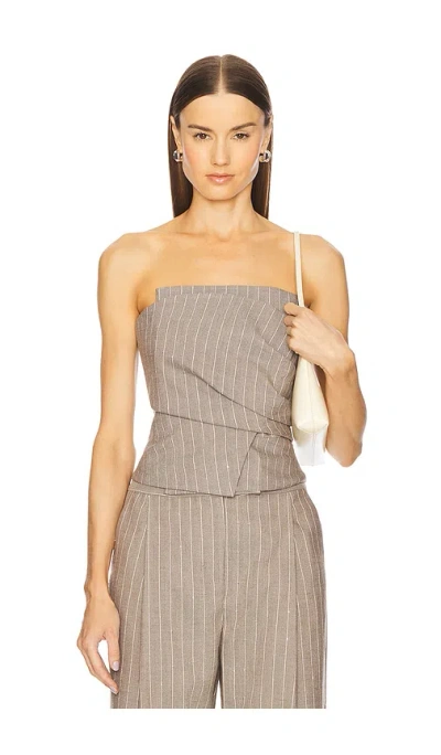 The Sei Wrap Bustier Top In Pinstripe