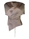 The Sei Wrap-design Satin Blouse In Gray
