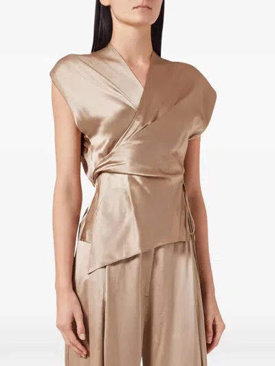The Sei Wrap-design Sleeveless Top In Neutral