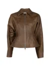 The Sei Fitted Leather Jacket In Brown