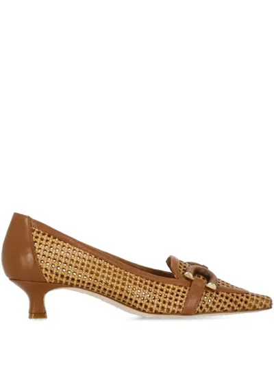 The Seller 40mm Woven Leather Pumps In Neutral