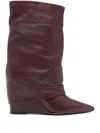 The Seller High Heels Ankle Boots In Bordeaux Leather In Burgundy