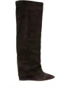 The Seller 90mm Slouchy Suede Wedge Boots In Brown
