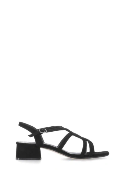 The Seller Black Suede Leather Heeled Sandals