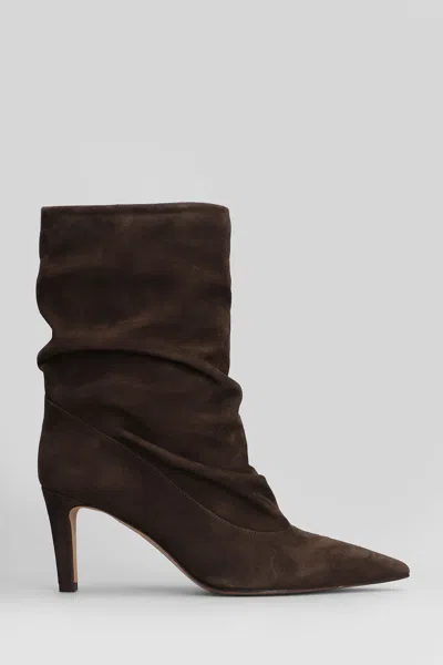 The Seller High Heels Ankle Boots In Dark Brown Suede
