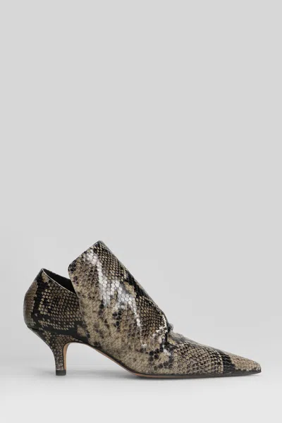 The Seller High Heels Ankle Boots In Python Print Leather In Multi