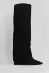The Seller 90mm Folded-cuff Wedge Boots In Black