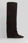 The Seller 90mm Slouchy Suede Wedge Boots In Brown