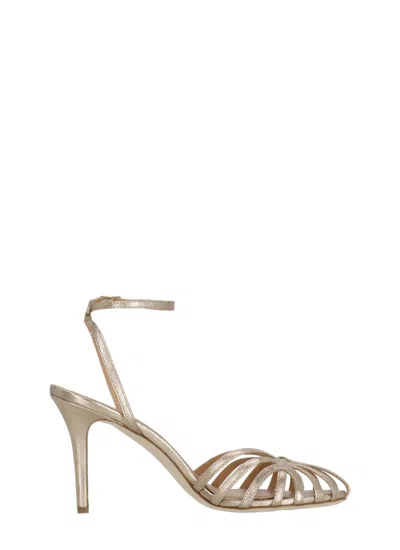 The Seller Platinum Thin Bands Stiletto Sandals In Neutral