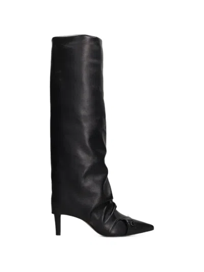 The Seller Pointed-toe Ruched Boots In Black
