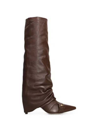 The Seller Pointed-toe Slouchy Leather Boots In Brown