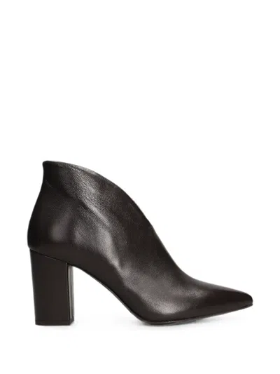 The Seller Pointed-toe V-cut Leather Ankle Boots In Blue
