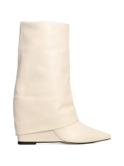 The Seller Pointed-toe Wedge Leather Boots In Neutral