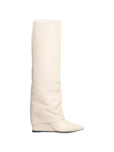 The Seller Pointed-toe Wedge Leather Boots In Neutral