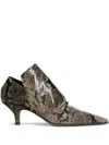 The Seller High Heels Ankle Boots In Python Print Leather In Neutral