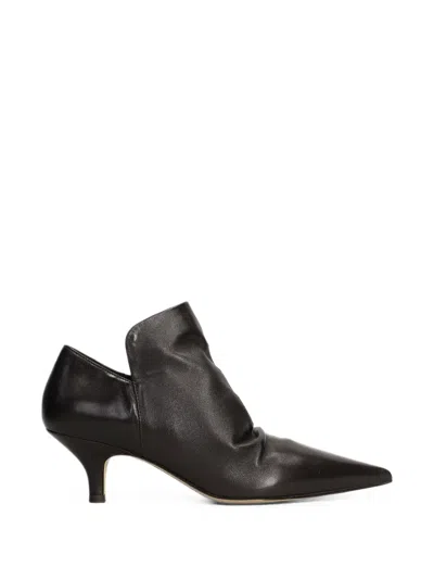 The Seller Ruched Pointed-toe Ankle Boots In Brown