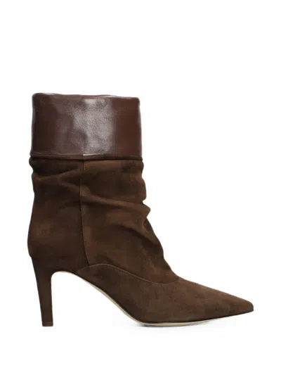 The Seller Slouchy Pointed-toe Suede Boots In Brown