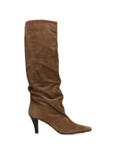 The Seller Suede Square-toe Knee-high Boots In Brown