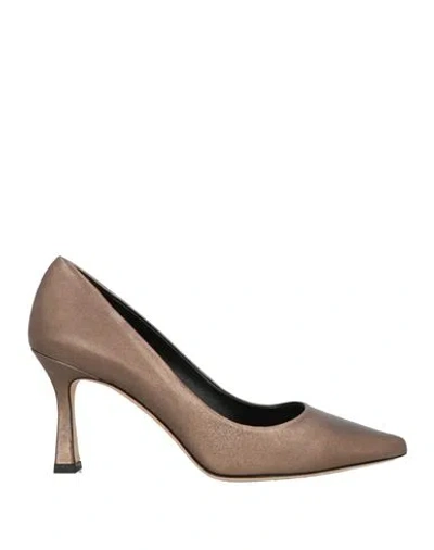 The Seller Woman Pumps Taupe Size 9 Leather In Gray