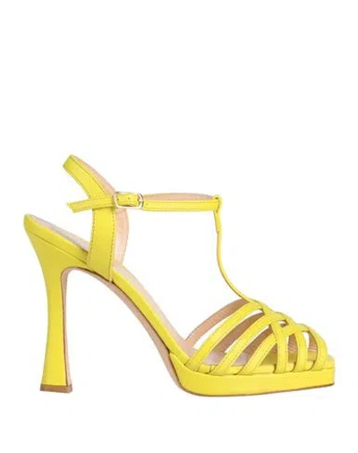 The Seller Woman Sandals Acid Green Size 8 Leather In Yellow