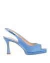 The Seller Woman Sandals Azure Size 10 Textile Fibers In Blue
