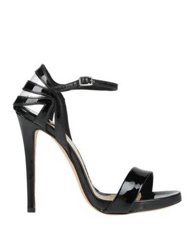 The Seller Woman Sandals Black Size 6 Leather, Synthetic Fibers