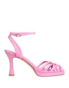 THE SELLER THE SELLER WOMAN SANDALS FUCHSIA SIZE 7 LEATHER