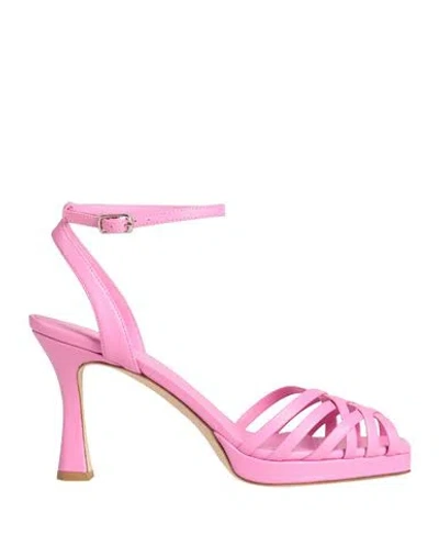 The Seller Woman Sandals Fuchsia Size 8 Leather In Pink