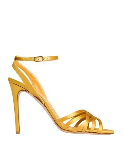 The Seller Woman Sandals Ocher Size 10 Textile Fibers In Yellow