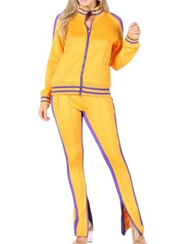 The Set Jacket And Pant Set In Gold & Purple In Multi