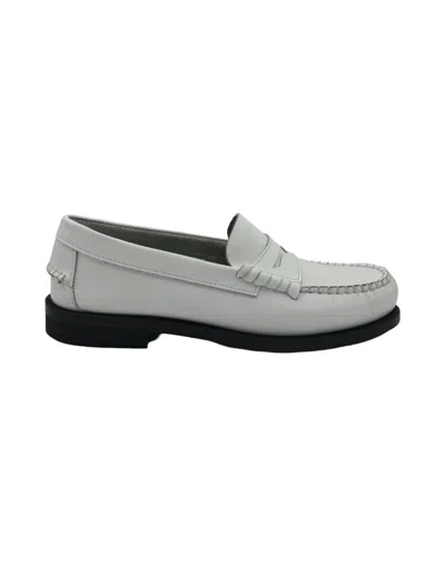 The Sharp Corner Off-white Leather Women's Oxford Loafer In Gray