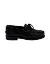 The Sharp Corner Polished Leather Boat Shoe In Black