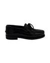 The Sharp Corner Polished Leather Boat Shoe In Black