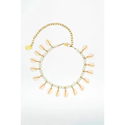 The Shell Dealer Shell Poppers Necklace In Natural In White