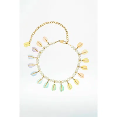 The Shell Dealer Shell Poppers Necklace In Pastel In White