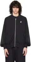 The Shepherd Undercover Black Appliqué Bomber Jacket In Black